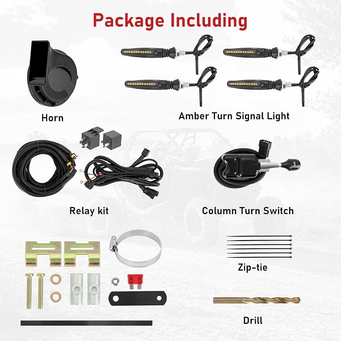 SUNPIE UTV Turn Signal Lever with Horn and Column Switch,Bright Amber UTV Blinker Street Legal ATV Turn Signals Kit Plug and Play for Polaris, Teryx, CFMOTO and Can-am Arctic Cat Wildcat