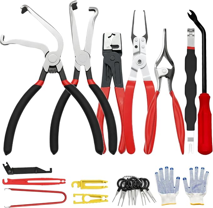 14-Piece Electrical Disconnect Pliers Kit – Straight, 60° & Dual-Head Connector Removal Tools for Push Tab Style Plugs – Car Electrical Repair Tool Set