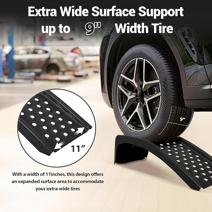 Garvee 8 in Lift Solid Steel Car Ramp 8000 LBS Capacity, 2000 LBS Per Ramps, Heavy Duty Truck Ramps for Car Repair or Vehicle Maintenance, 2 Pack Car Ramps, Black