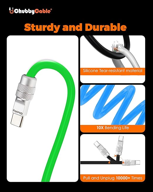 chubbycable Couple Chubby 2 Pack 120W USB C Cable Extra Thick Silicone Fast Charging Cable Compatible with iPhone 17-15 Series iPad Galaxy Series, Blue+Pink, USB-A to Type-C, 6.6FT