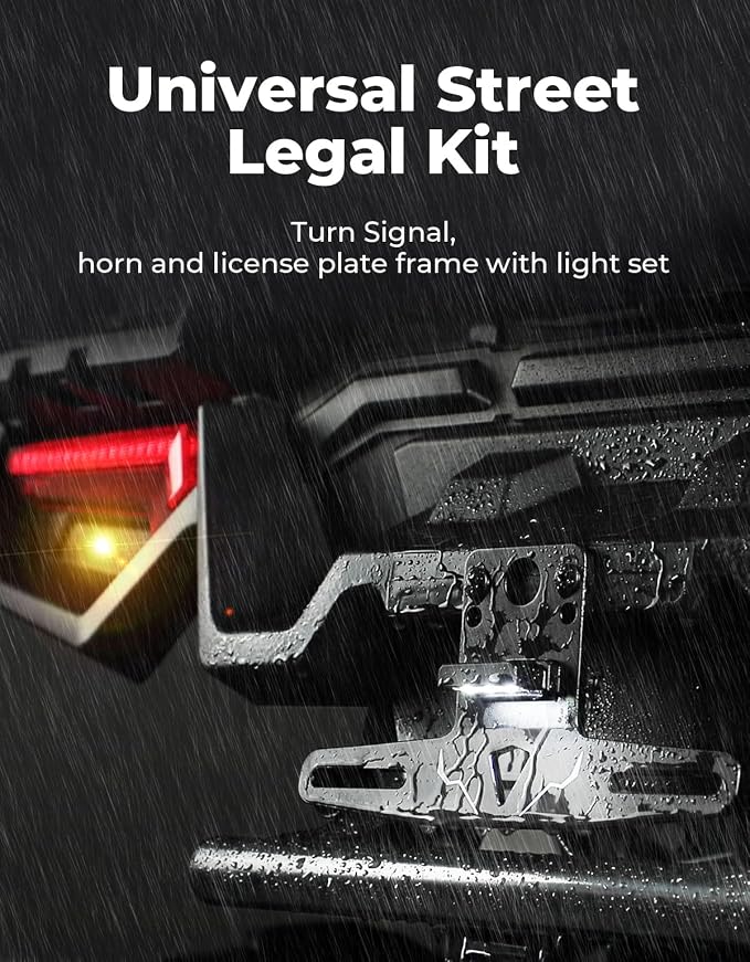 KEMIMOTO UTV Turn Signal Kit with 110D Horn and License Plate Holder with Light, Plug and Play UTV ATV Blinker with Rocker Switch Compatible with Polaris, Can-Am, Kawasaki (with License Plate Holder)