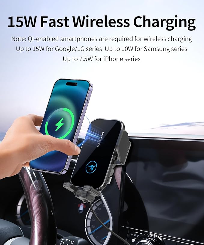 15W Wireless Fast Charger for Toyota Highlander/Hybrid 2020-2026 Accessories 8/12.3-inch Screen Fixed Clip, Auto Accessories Navigation Bracket, Interior Decoration Mobile Phone Mount