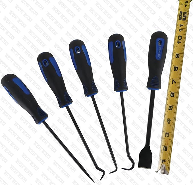 Tech Team #789-9-Piece Hook & Pick Set – Radiator Coolant Hose Removal, Seal & Gasket Pick Tools with Comfort Grips – Includes 4 Mini Picks & 5 Full-Size Hook Tools for Automotive & Repair Work