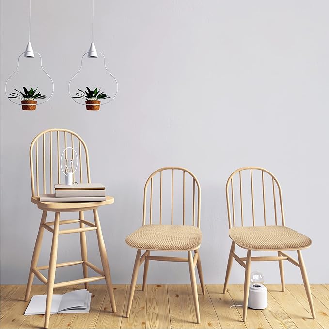 Khaki Kitchen Dining Chairs Cushions Set of 4 Non Slip Foam Patio Seat Cushions Washable Soft Thick Pads Large Wooden Metal Chair Cushions,17" x 15"