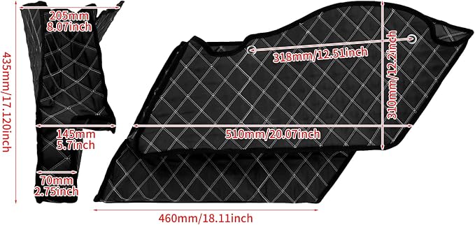 5'' Stretched Saddlebag Liners Inserts White Thread Compatible with Harley 2014-2023 1 Pair