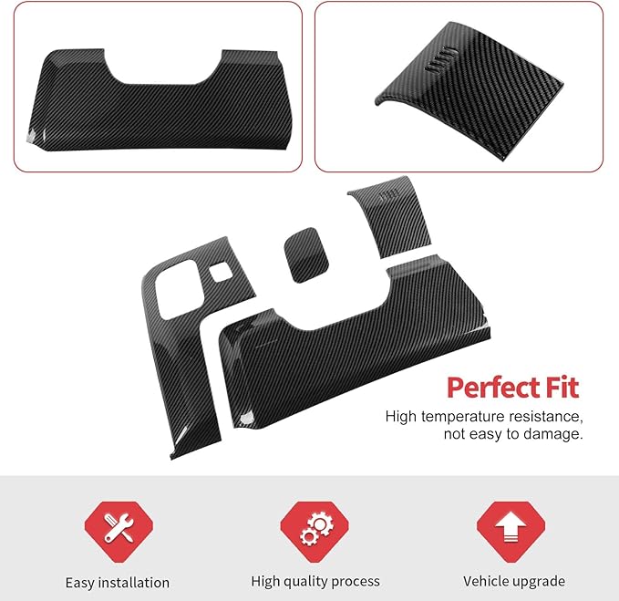 Jimen Compatible with Ford Mustang 2015-2023, 4PCS Center Console Under Panel Cover Trim (Carbon Fiber)