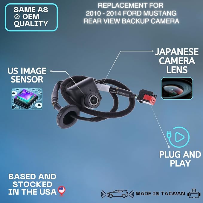 Backup Camera Replaces for 2010 2011 2012 2013 2014 Ford Mustang OE Part # AR3Z6344210BA AR3T-19G490-CC AR3Z-6344210-BA