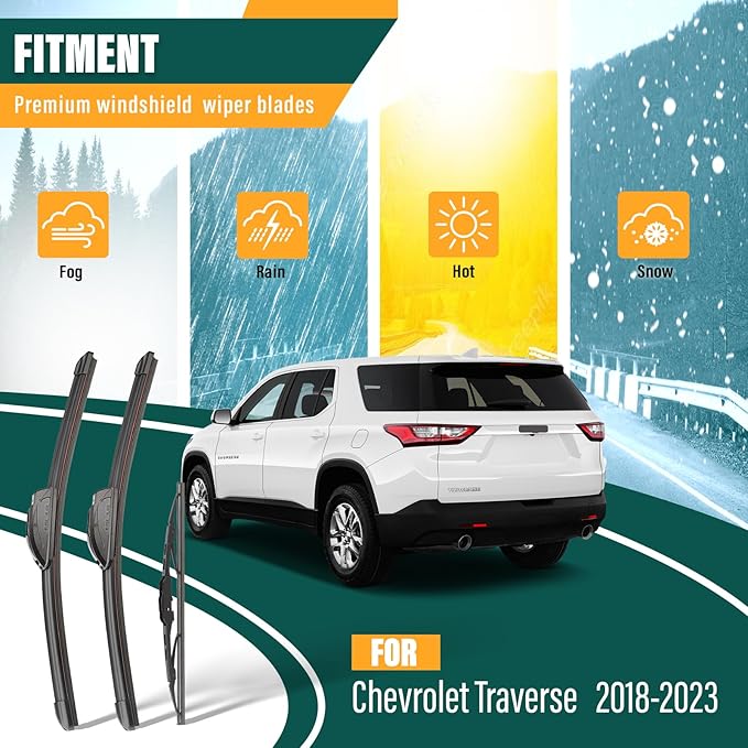 Windshield Wiper Blades Replacement for Chevy Chevrolet Traverse 2018 2019 2020 2021 2022 2023,Original Equipment Replacement Front Rear Wiper Blade Set - 24" 20" 10" (Set of 3)