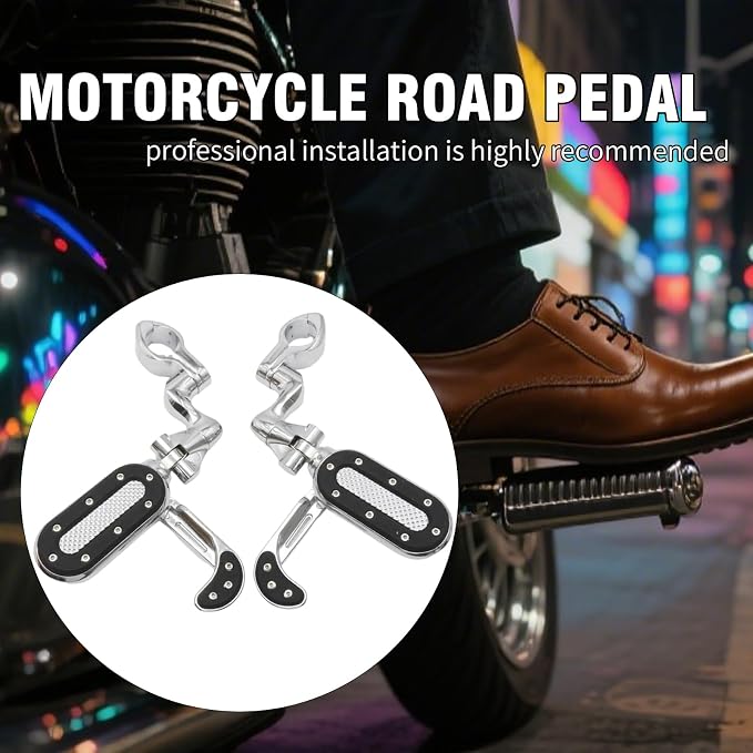Adjustable Foot Pegs for 1.25" Engine Guard, Replacement for Road Street Glide Sportster Road King Electra Glide, Motorcycle Highway Pegs with Flip-out Heel Rests