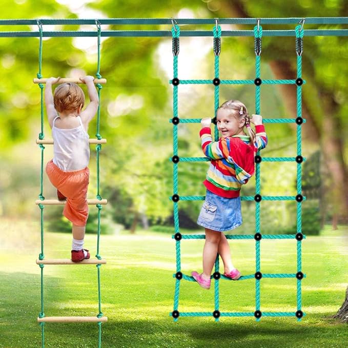 BeneLabel Climbing Cargo Net 30" x 77" Indoor Climbing net, Outdoor Cargo Webbing Net Playground Climbing Net for Treehouse 100% Nylon Material Rope Ladder