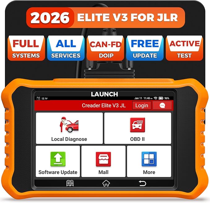 LAUNCH Creader Elite V3.0 for Land Rover Jaguar OBD2 Scanner, 2026 Bi-Directional Full Systems Diagnostic Scan Tool, CAN-FD & DOIP, All Services, Active Test, Height Calibration, Lifetime Free Update