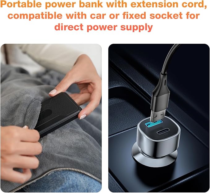 Cordless Battery Operated Heated Blanket, Wearable Heating Throw for Car,Camping,Office Warm Gift Machine Washable Super Cozy Soft Blanket with 10000 mAh Battery Pack 3 Heating Levels 63" X 35"