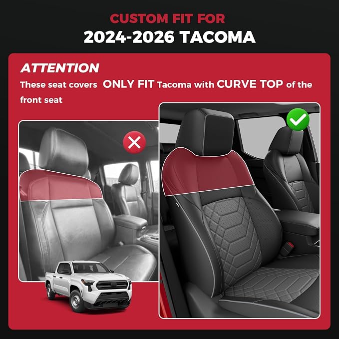 FREESOO Tacoma Car Seat Covers Fit for Toyota Tacoma 4th Gen 2024 2025 2026 Double Cab SR, SR5, Limited, TRD Sport/Off-Road,Trailhunter Full Covered (5 Seats/BlackGrey)