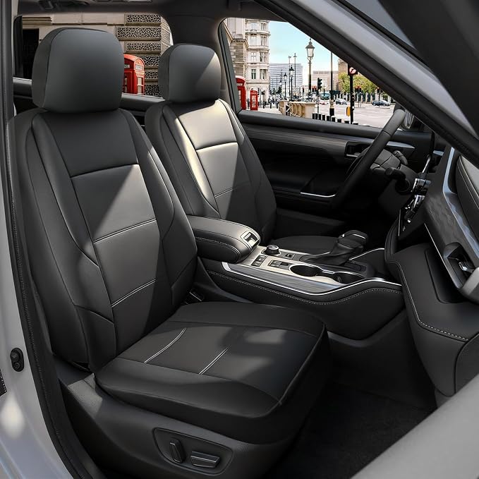 GIANT PANDA Full Set Seat Covers for Toyota RAV4, Corolla (2013-2026, Not Hybrid), Camry, Prius (2010-2026),Corolla Cross, 60/40 Split Rear & Front Protector, Faux Leather(Black)