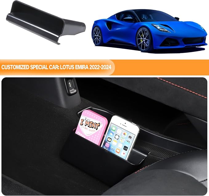 Car Center Console Side Hanging Storage Box Compatible with Lotus Emira 2022-2024, Lower Center Console Organizer Tray Interior Accessories Storage Box (Left)