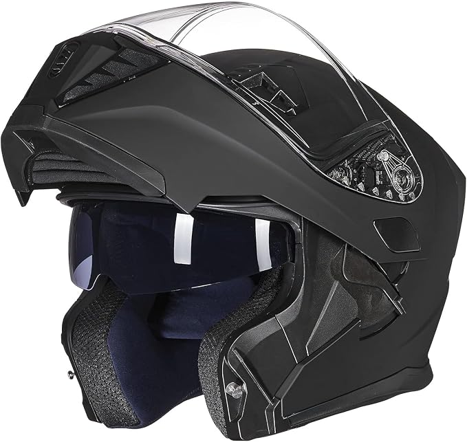 ILM Motorcycle Modular Full Face Helmet for Adult Flip up Dual Visor LED Tail Light Optional DOT