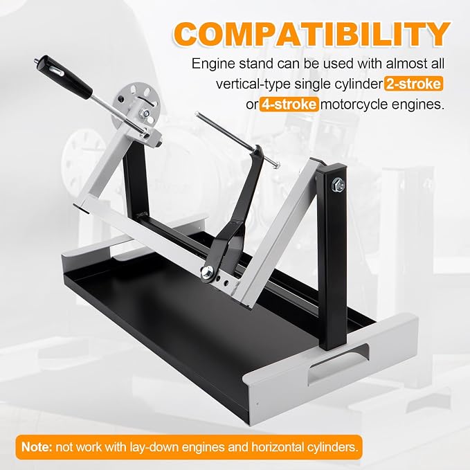 Motorcycle Engine Stand, for 2 Stroke or 4 Stroke Vertical-Type Single Cylinder Engines, Engine Stand for Motorcycle, ATV, Dirt Bike