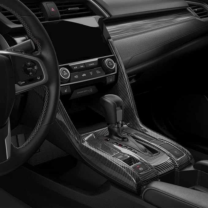 Carbon Fiber Gear Shift Panel Cover Compatible with Honda Civic 10th Gen 2016-2021