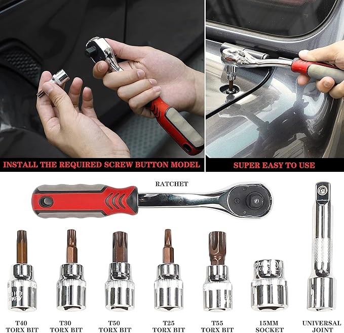 Hoolcar Hard Top and Door Removal Torx Tool Set Socket Wrench Multi-Tool Case Kit for 1997-2023 Jeep Wrangler TJ JK JKU JL JLU Sport Sahara Rubicon X