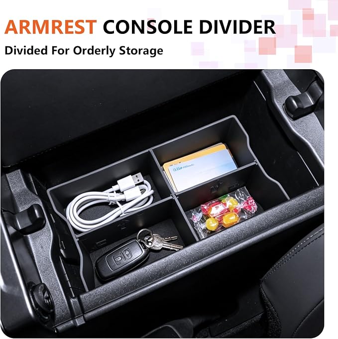 For 2026 Toyota RAV4 2PCS Center Console Organizer Tray ABS Armrest Lower Insert Storage Box, 6th Gen Hybrid&Plug-in Hybrid Interior Accessories - Not for Limited