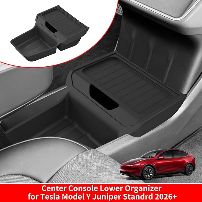 SMABEE Lower Organizer Tray for Tesla Model Y Juniper Standrd 2026 2025 | Not Fit Premium/Performance,TPE,2026 Model Y Juniper Accessories,Center Console Storage Box,Center Console Tray,TPE