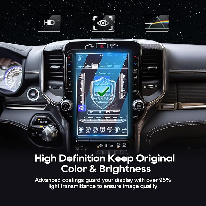 2019-2025 2026 Ram 1500 2500 3500 Screen Protector 12" for Dodge Ram (Laramie/Rebel/RHO/Limited/Limited Longhorn/TRX) Uconnect 12-inch Touchscreen, 9H Tempered Glass 2025 2026 Ram 1500 Accessories
