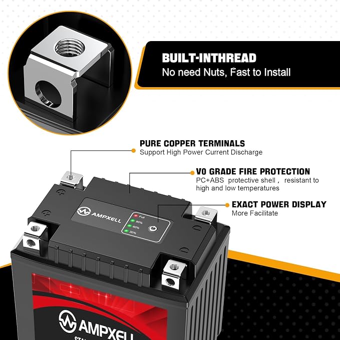 YTX14AH Lithium Motorcycle Battery, 12V 4Ah 240 CCA 2.8 lbs Lightweight, Powersports Replacement for ATV UTV Scooter Generator，Compatible with Polaris Sportsman 570 Ranger 500 Kawasaki