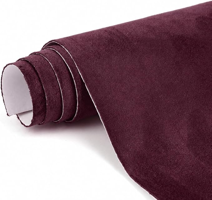 Premium Burgundy Suede Fabric Wrap - 40x60 inch Suede Wrap for Car Interior - Self-Adhesive Microfiber and Synthetic Leather, Stretchable Interior Film for Car and Home Decor