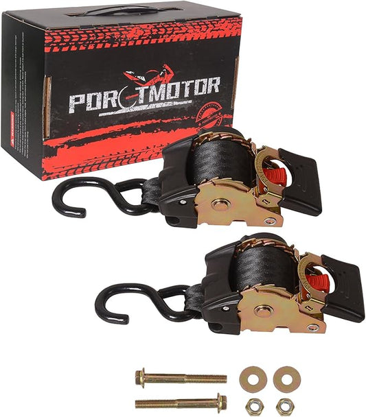 2 Pack Bolt-On Retractable Ratchet Straps (2" x9'), 3000LBS Break Strength Ratchet Tie Down Straps Heavy Duty Auto Retracting Ratchet Straps for Motorcycle, Trailers, Boats, ATVs, UTVs