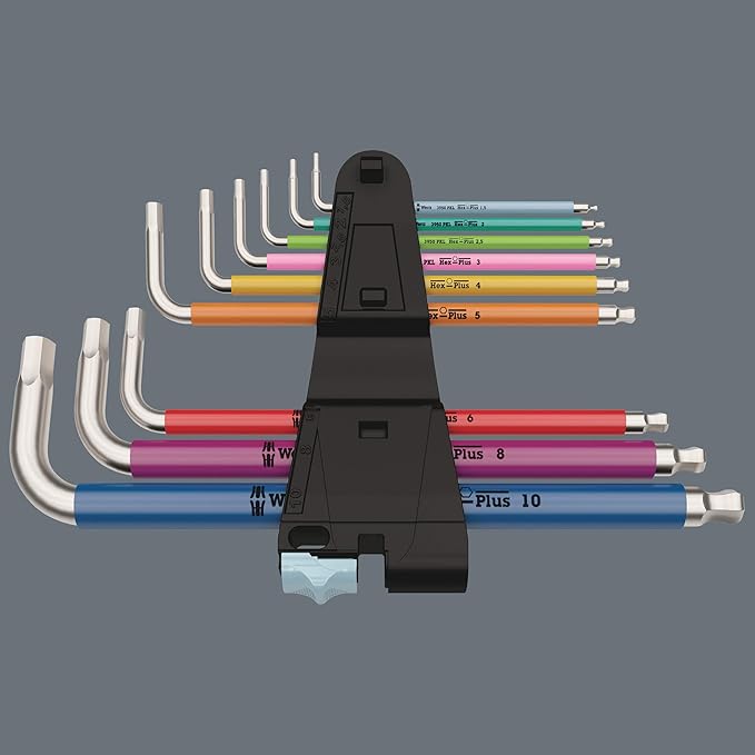 Wera - 05022699001 - L-key set, 3950/9 Hex-Plus Multicolour HF Stainless 1 L-key set, metric, stainless steel, with holding function, 9 pieces
