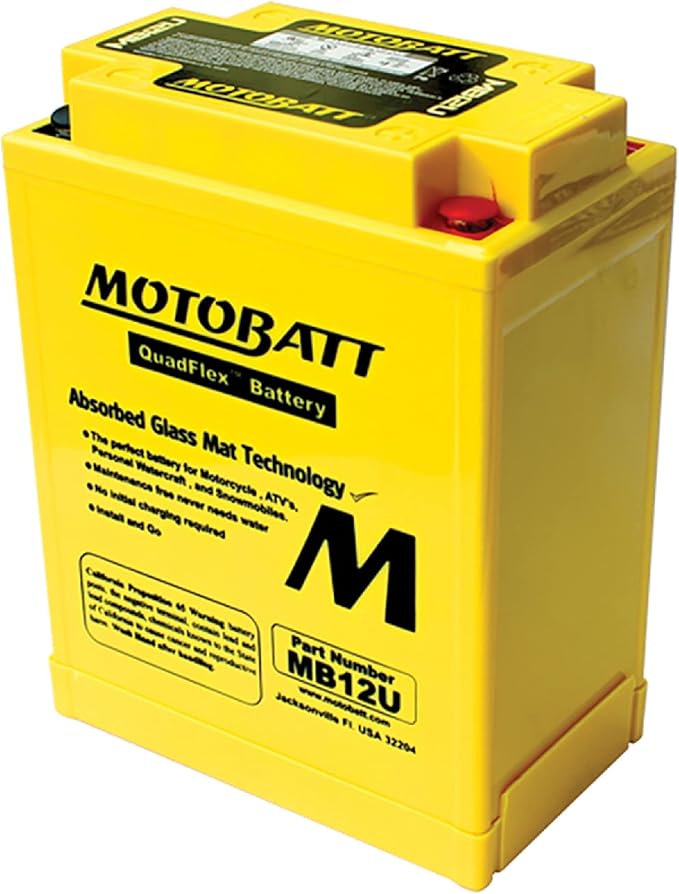 DB Electrical MB12U New Battery for Motobatt Battery 15Ah, Aprillia, Benelli, Bmw, Ducati, Honda, Kawasaki, Yamaha 12N12-4A 12N12A-4A-1 YB12A-A YB12AAS YB12A-A-WS YB12A-B YB12AL-A 134 x 80 x 161 mm