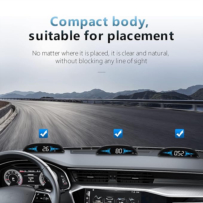 OBD2 Gauge Display,Head Up Display for Cars,Speedometer for Car with Speed Water Temperature Voltage Fuel Consumption Speeding Alert Fatigue Driving Alert,Speedometer Fits Most Post-2009 Models