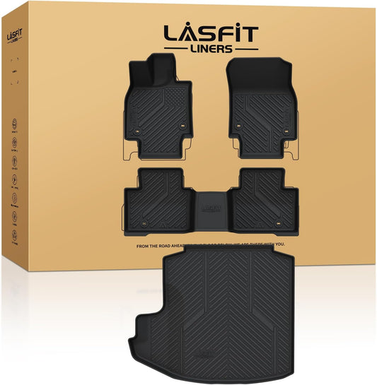 LASFIT Floor Mats&Trunk Mat for Toyota Crown 2023-2026 All Weather TPE Mats Custom Fit Floor Liner for Toyota Crown XLE/Limited/Nightshade/Platinum 1st&2nd Row Full Set Car Mats and Cargo Liner, Black