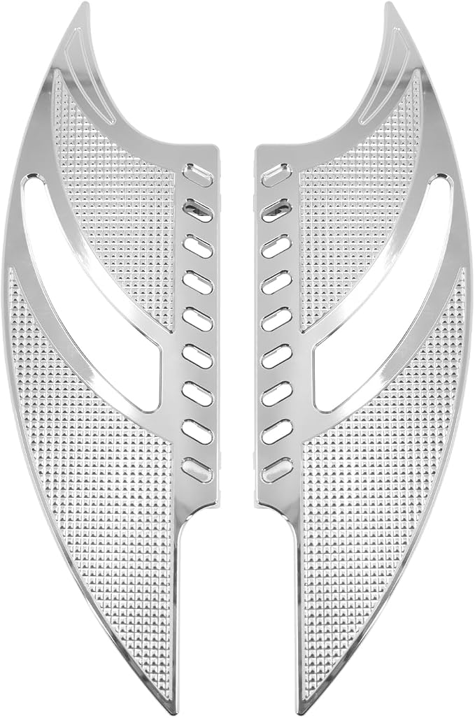 Motorcycle Floorboards CNC Tomahawk Footboards Footpegs Fit for Harley Touring Electra Street Glide Road Glide Softail Dyna (Driver Floorboards(Chrome))