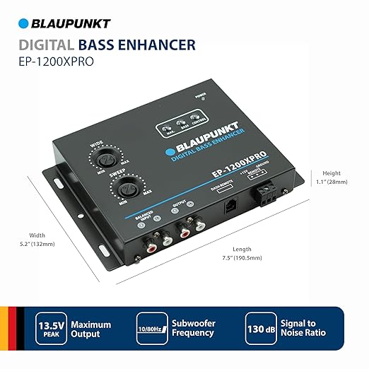 Blaupunkt EP-1200XPRO Digital Bass Enhancer Processor - Digital Sound Restoration, Maximizer & Reproducer - Car Audio Booster - Black