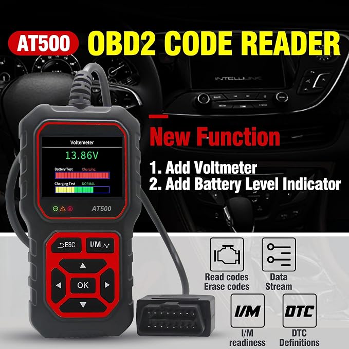 AT500 Car OBD2 Scanner Code Reader Engine Fault Code Reader Professional Diagnostic Tool Check Engine Light Scan Tool for OBD II Protocol Cars Since 1996