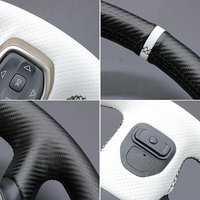 MEWANT Hand-Stitched Steering Wheel Cover Wrap for Dodge Ram 1500 2019-2023 Steering Wheel Accessories for Dodge Ram(Backsides Without Buttons)