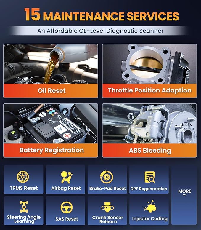 OBD2 Scanner for Jaguar/Land/Rover, OM501 All Systems Diagnostic Tool with 15 Resets (Oil/ETC/EPB/ABS/SAS/BAT Register...), Full OBDII Functions Read&Erase Fault Codes, Free Software Update
