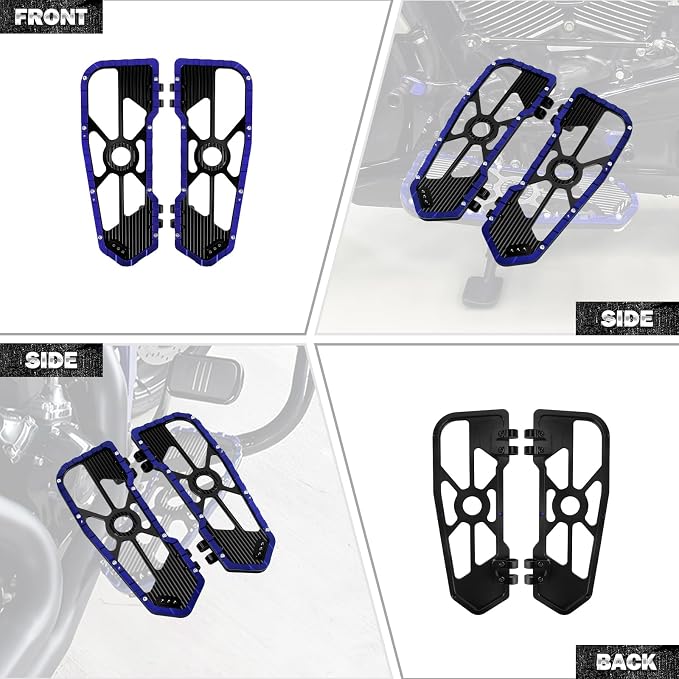 Motorcycle Floorboards Driver Footboards Wide Foot Pegs Board Pedal Compatible with Touring Electra Road Street Glide Softail Road King Blue Edge