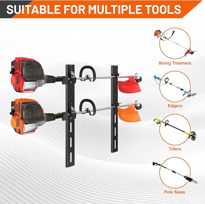 Weed Eater Rack for Trailer, 2 Place Heavy Duty Rust-Proof Weedeater Racks, Trimmer Rack for Open Trailer Truck with Combination Locks