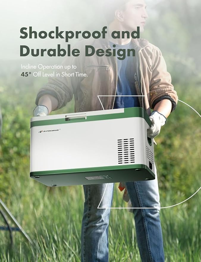 A-Premium 12 Volt Refrigerator 21QT/20.1L Portable Car Fridge Cooler | -4°F~68°F Portable Freezer Fast Cooling with 12/24V DC & 110/240V AC for Home Party Camping RV Roadtrips Truck Outdoor Use