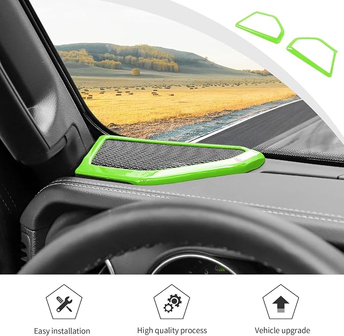 JWWY for Jeep JL Speaker Audio Trim Top & A Pillar Cover Trim for 2024 Jeep Wrangler JL JLU & Gladiator JT Accessories ABS 4PCS Green