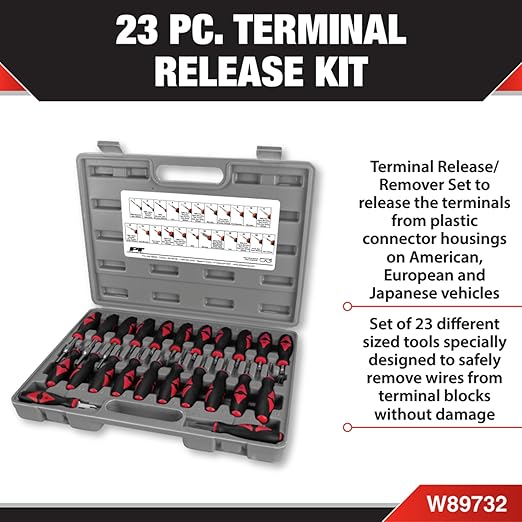 Performance Tool W89732 Terminal Release/Remover Set - 23-Piece Kit for Safe Removal of Terminal Blocks