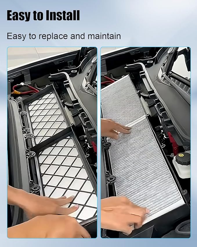 Activated Carbon Air Filter Kit Fit for Tesla Model Y 2020 2021 2022 2023 2024 2025, 4Pcs Front Trunk Filters