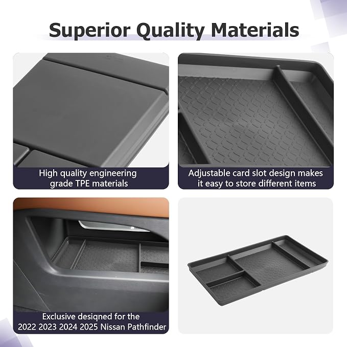 LUWU Low Center Console Organizer Compatible with 2022 2023 2024 2025 2026 Nissan Pathfinder SL/Platinum/Rock Creek Accessories 2025 Pathfinder Armrest Console Organizer Armrest Lower Storage Tray