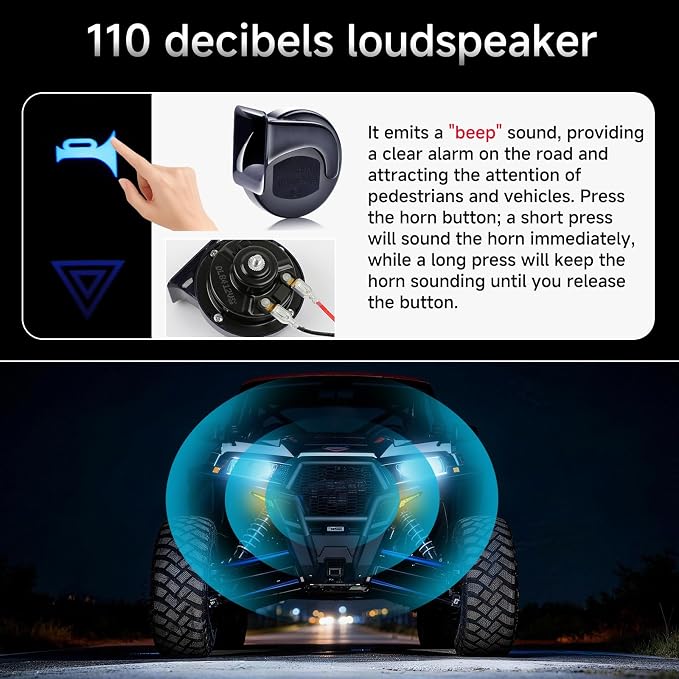 DREAMIZER UTV Turn Signal Kit with Horn, Plug and Play, Pre-Wired, UTV ATV Blinker with Rocker Switch Universal Street Legal Kit with Hazard light Compatible with Polaris, Can-Am, Teryx, CFMOTO
