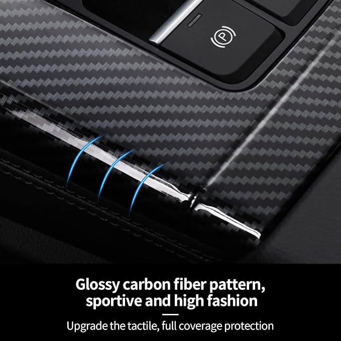 Center Console Gear Shift Panel Cover Compatible with Audi Q5 2018-2021, Console Gear Shift Trim Protective Frame for Audi Q5 2018-2021 LHD, ABS Carbon Fiber Q5L Interior Accessories