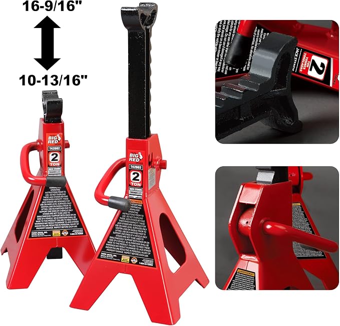 BIG RED T82040 Torin Hydraulic Trolley Floor Service/Floor Combo with 2 Jack Stands and Rolling Garage/Shop Creeper, 2 Ton (4,000 lb) Capacity, Red