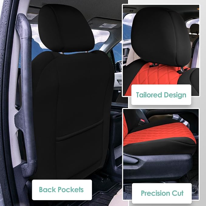 FH Group Custom Fit Car Seat Covers Specifically Made for Toyota Sienna 2021-2024, Red Ultraflex Neoprene Front Set Automotive Seat Covers, 7-8 Seater SUV Seat Covers, Toyota Accessories