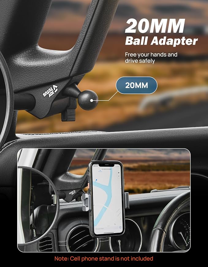 JOYTUTUS Doors off Mirrors Compatible with 2018-2023 Wrangler JL & 2020-2023 Gladiator JT, Off-Road Rearview 6 Inch Mirror with Ball Adapter, Broad Vision, No Shaking, US Flag Pattern